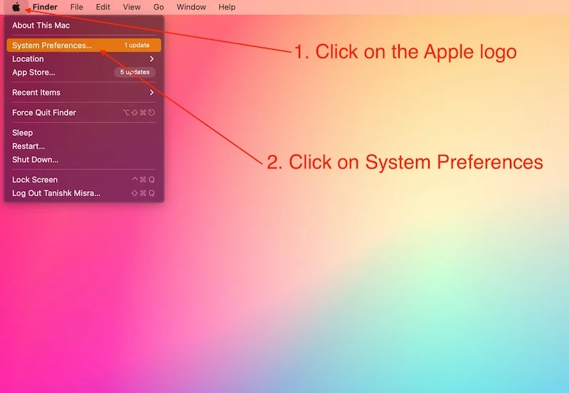 برنامه System Preferences یا Settings را باز کنید.