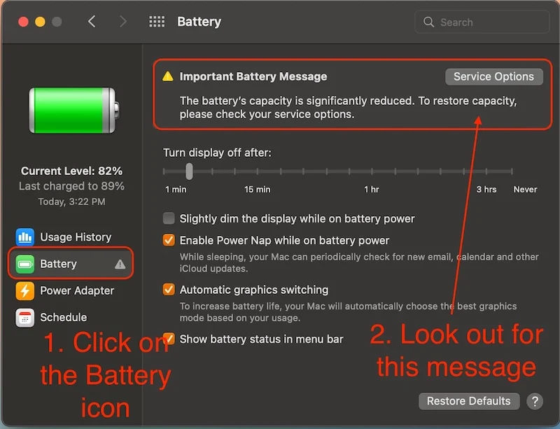 روی Battery کلیک کنید